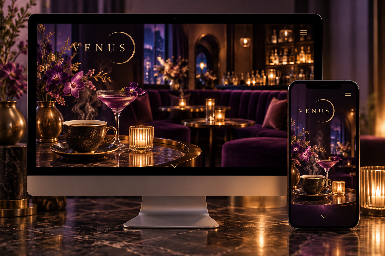 VENUSのPC・スマートフォン表示を表現した生成モック画像